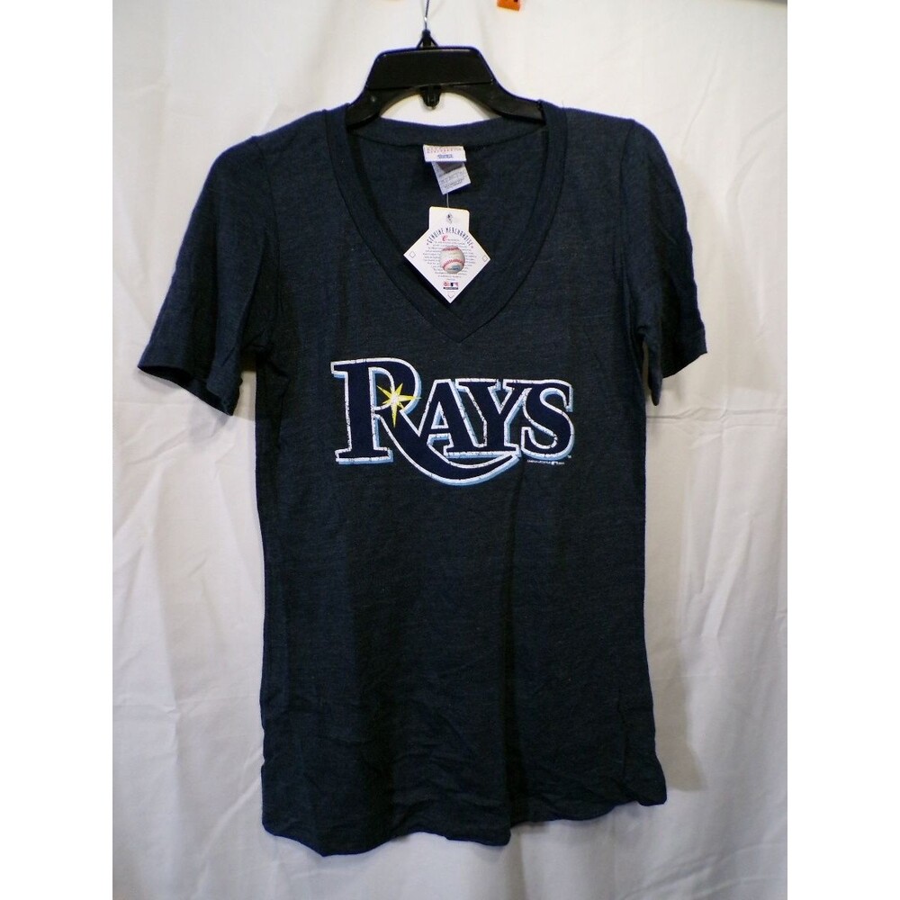 Tampa Bay RAYS Women's Navy V-Neck T-Shirt Large Genuine Merchandise